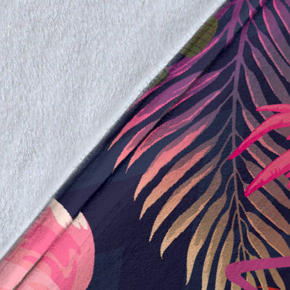Flamingo Tropical Pattern Fleece Blanket