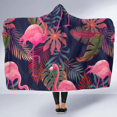 Flamingo Tropical Pattern Hooded Blanket-JORJUNE.COM