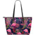 Flamingo Tropical Pattern Large Leather Tote Bag