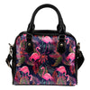 Flamingo Tropical Pattern Leather Shoulder Handbag