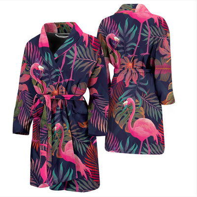 Flamingo Tropical Pattern Men Bath Robe