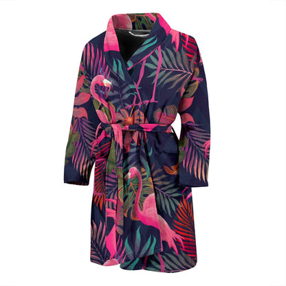 Flamingo Tropical Pattern Men Bath Robe