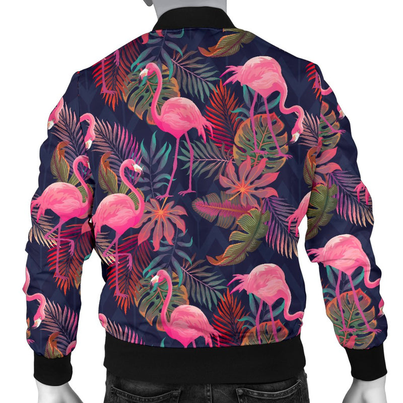 Flamingo Tropical Pattern Men Casual Bomber Jacket