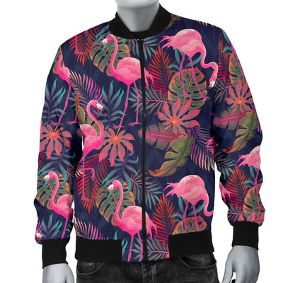 Flamingo Tropical Pattern Men Casual Bomber Jacket
