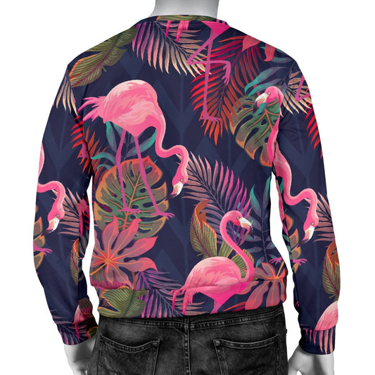Flamingo Tropical Pattern Men Crewneck Sweatshirt