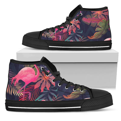 Flamingo Tropical Pattern Men High Top Shoes