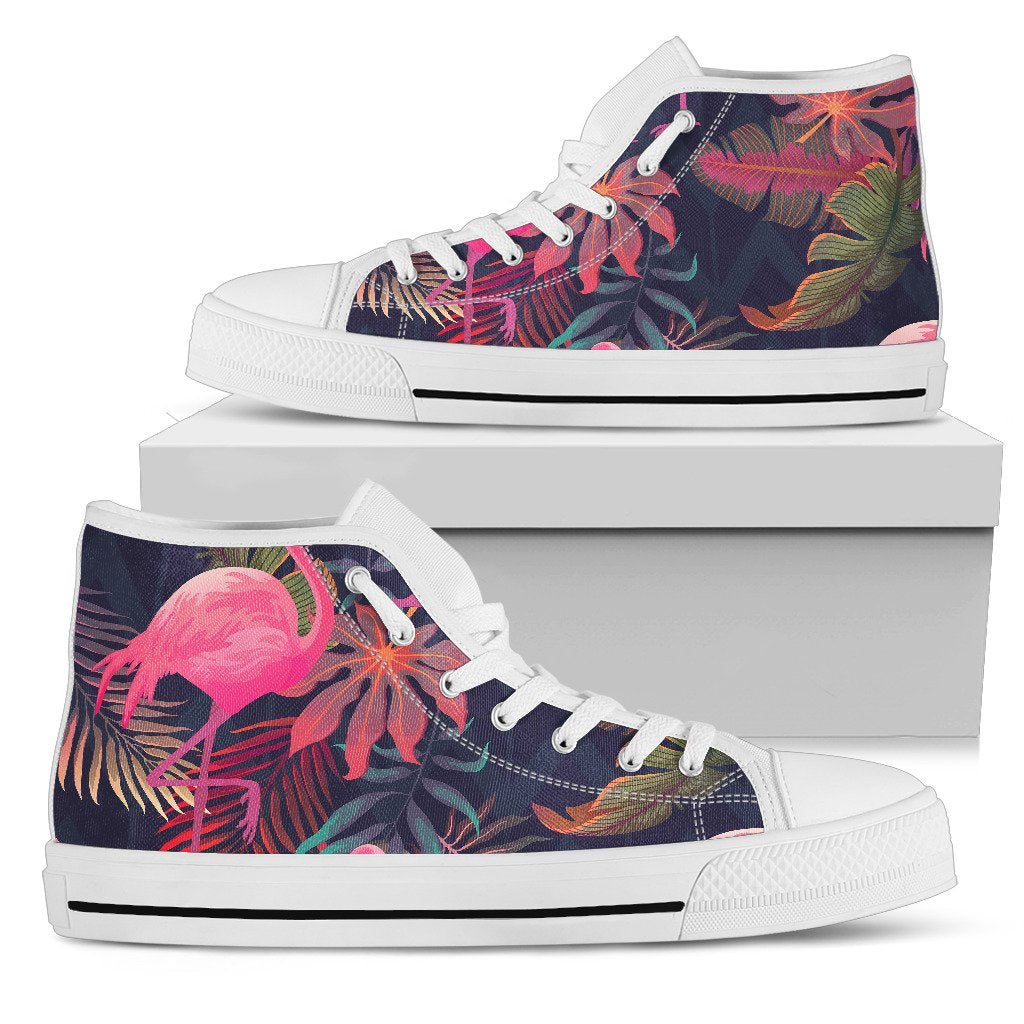 Flamingo Tropical Pattern Men High Top Shoes