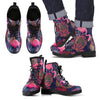 Flamingo Tropical Pattern Men Leather Boots