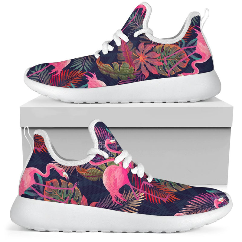 Flamingo Tropical Pattern Mesh Knit Sneakers Shoes