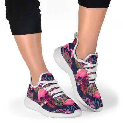 Flamingo Tropical Pattern Mesh Knit Sneakers Shoes