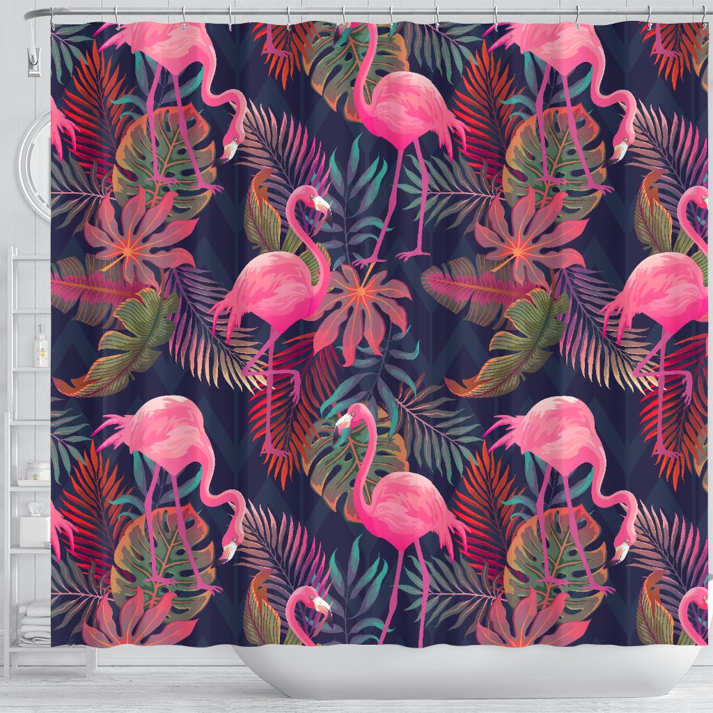 Flamingo Tropical Pattern Shower Curtain