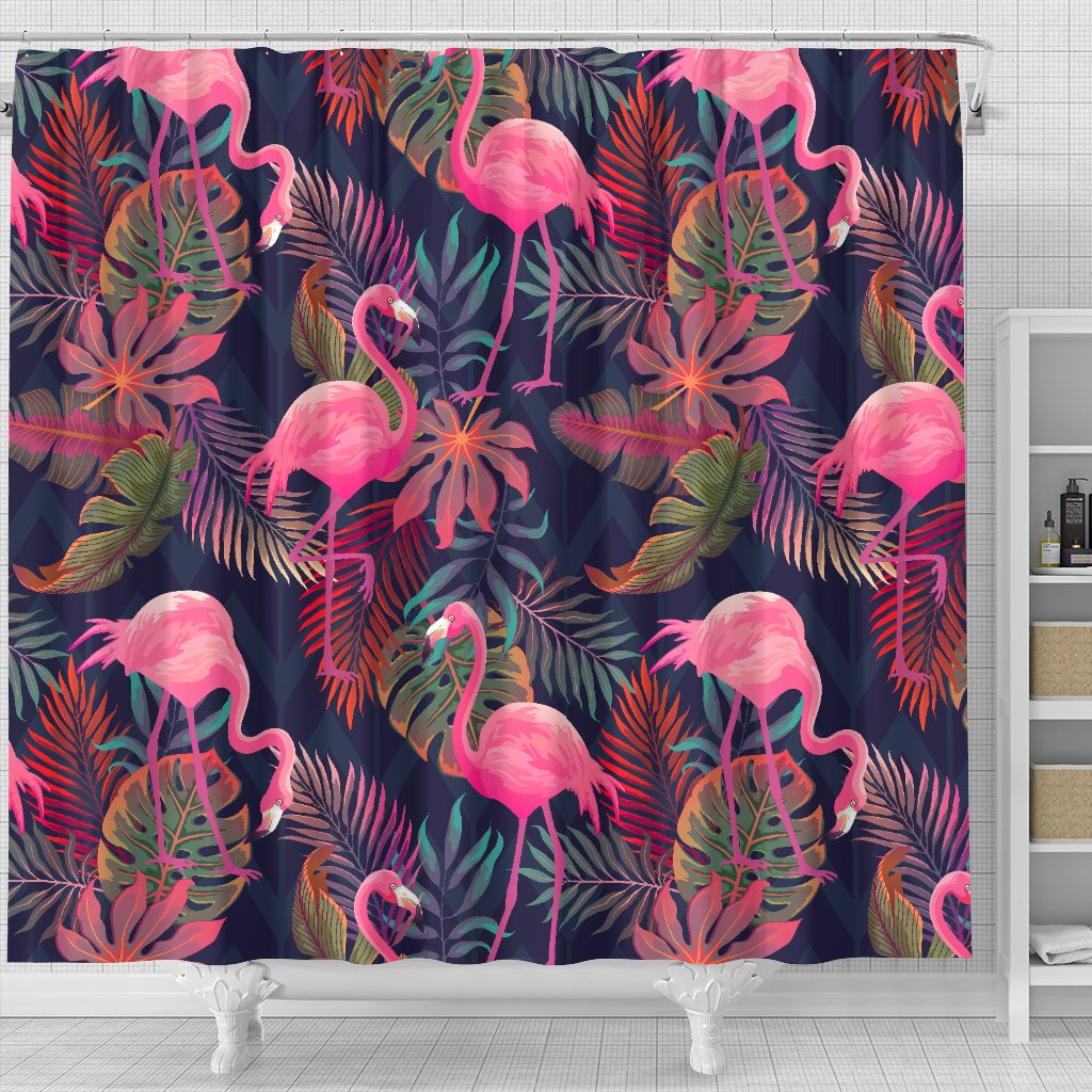 Flamingo Tropical Pattern Shower Curtain