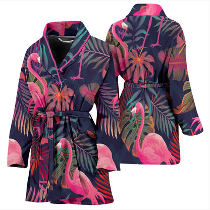 Flamingo Tropical Pattern Women Bath Robe