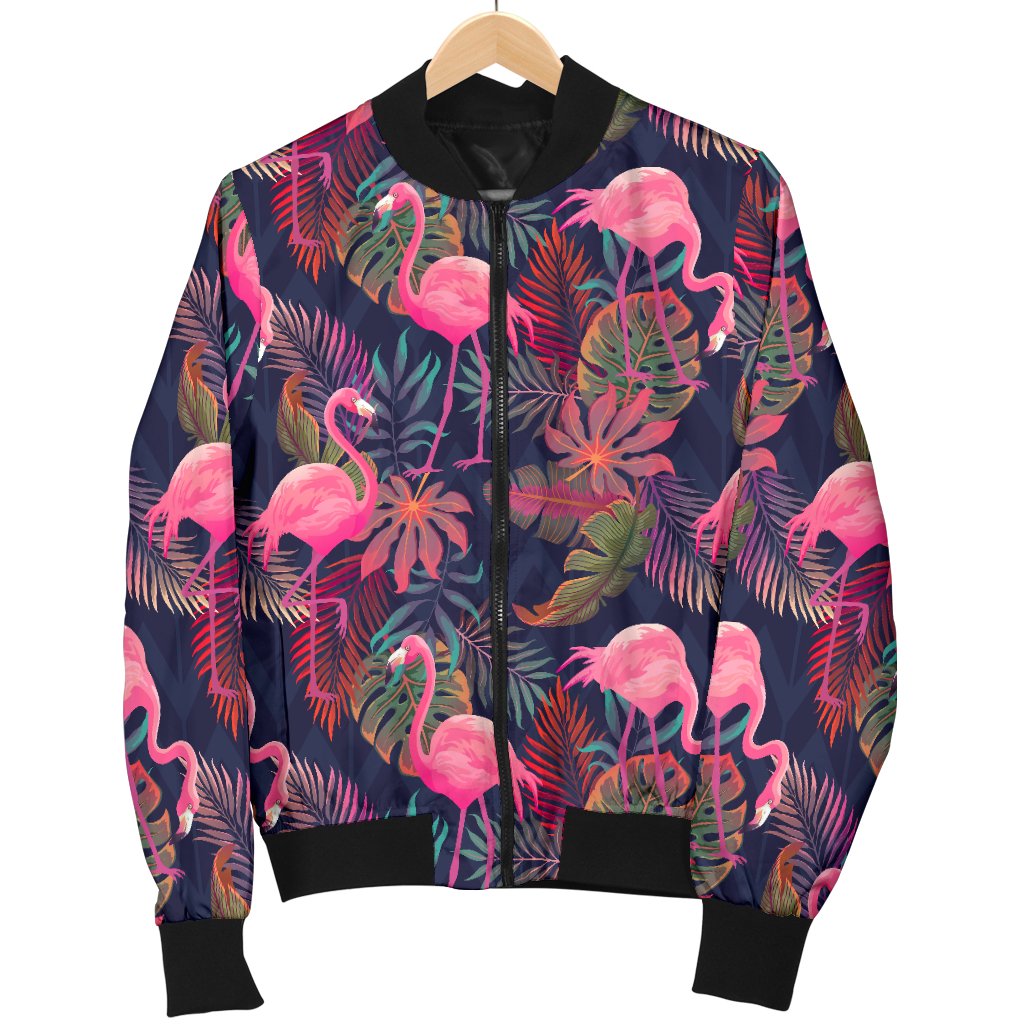 Flamingo Tropical Pattern Women Casual Bomber Jacket