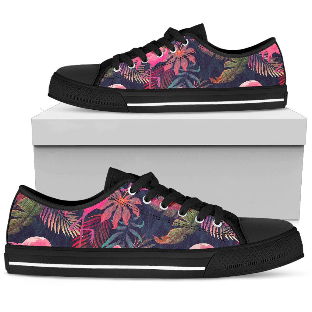 Flamingo Tropical Pattern Women Low Top Shoes