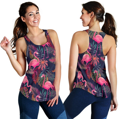 Flamingo Tropical Pattern Women Racerback Tank Top