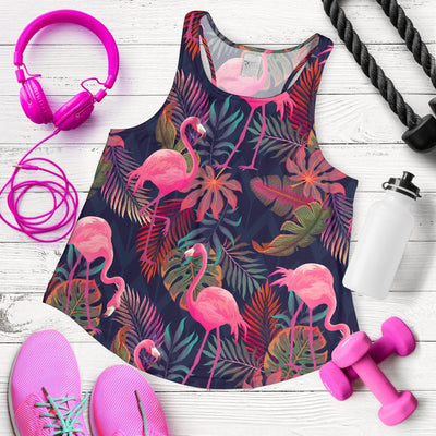 Flamingo Tropical Pattern Women Racerback Tank Top