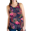 Flamingo Tropical Pattern Women Racerback Tank Top