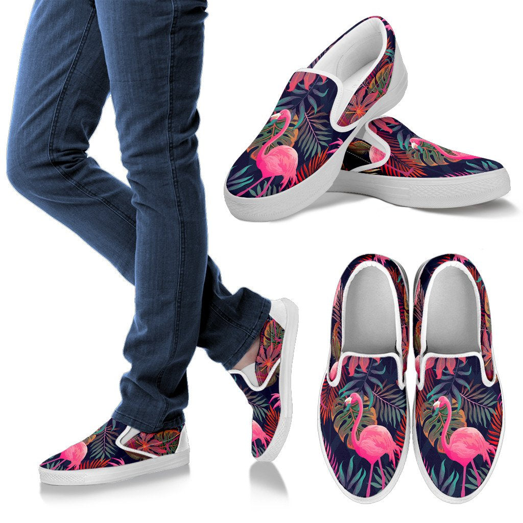 Flamingo Tropical Pattern Women Slip On Shoes