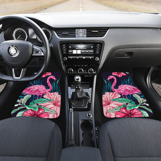 Flamingo Tropical Pink Hibiscus Car Floor Mats