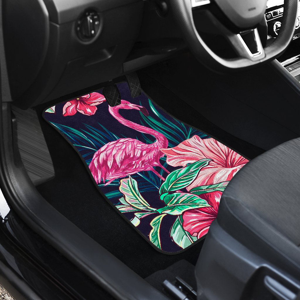 Flamingo Tropical Pink Hibiscus Car Floor Mats