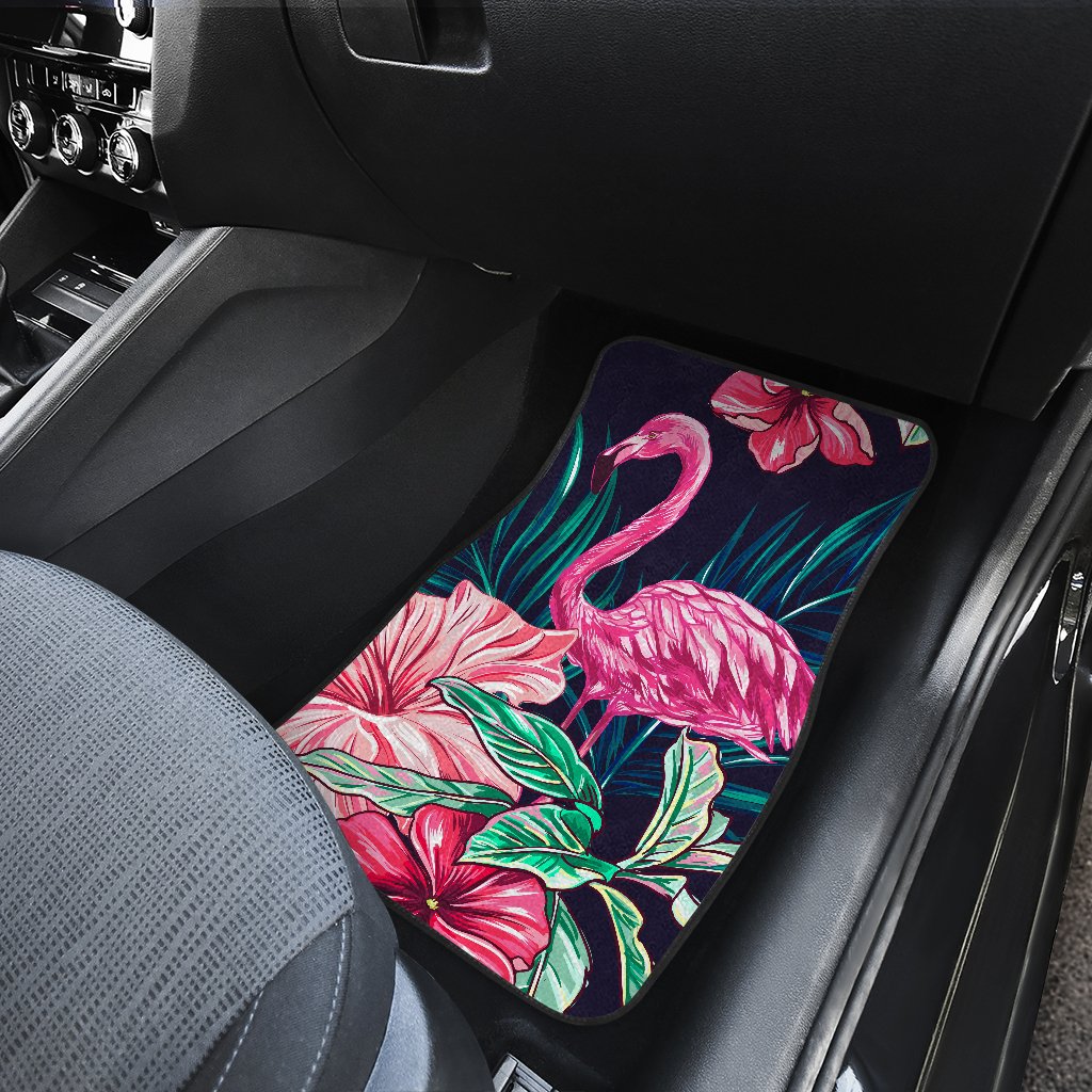 Flamingo Tropical Pink Hibiscus Car Floor Mats
