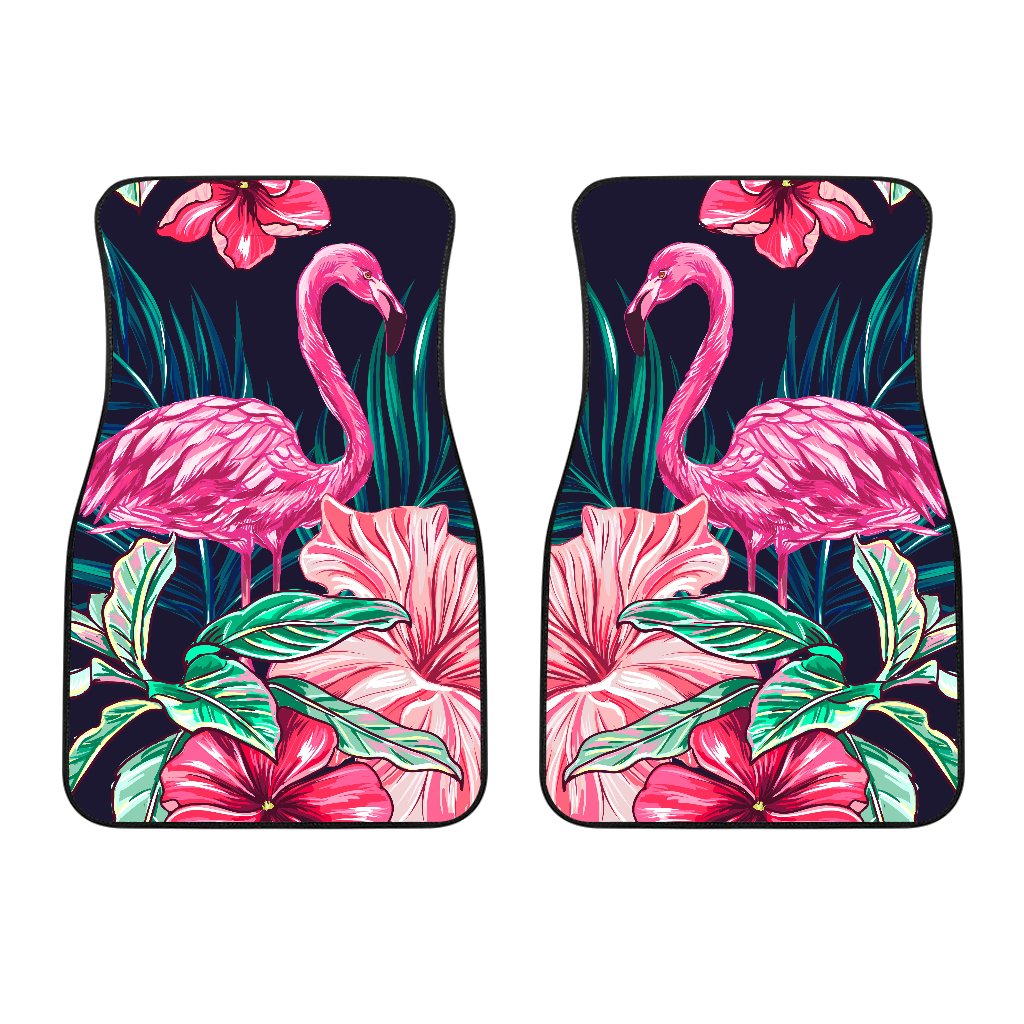 Flamingo Tropical Pink Hibiscus Car Floor Mats