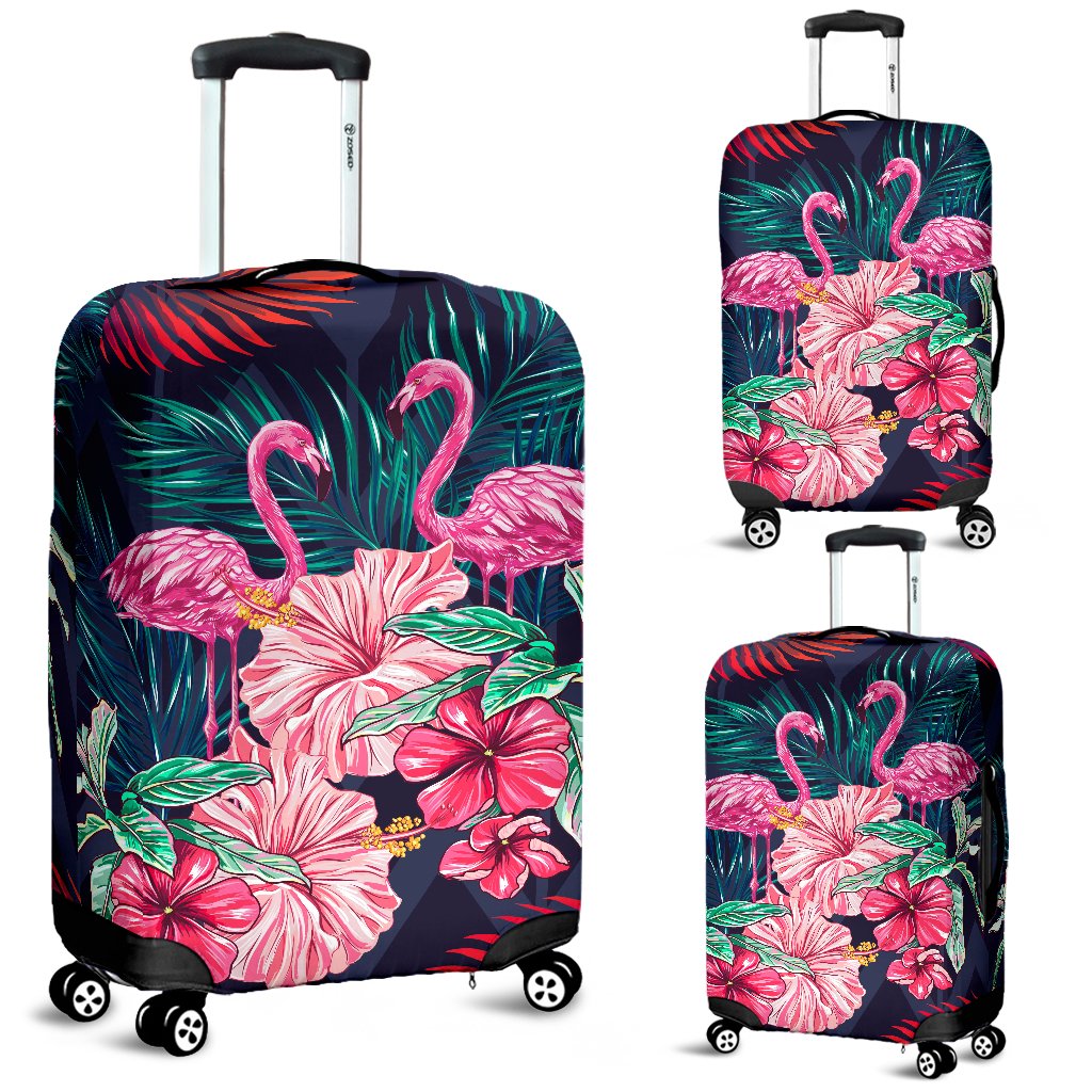Flamingo Tropical Pink Hibiscus Luggage Cover Protector