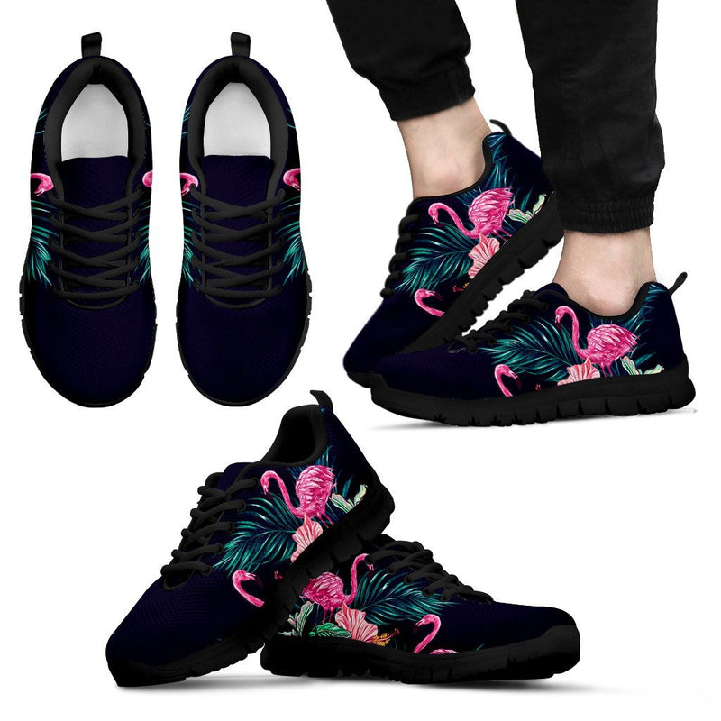 Flamingo Tropical Pink Hibiscus Men Sneakers