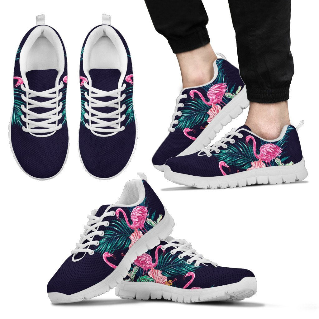 Flamingo Tropical Pink Hibiscus Men Sneakers