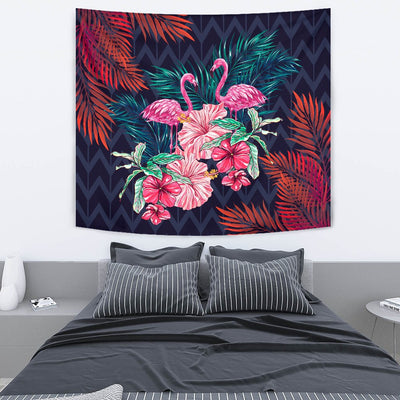 Flamingo Tropical Pink Hibiscus Wall Tapestry