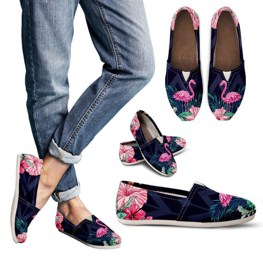 Flamingo Tropical Pink Hibiscus Women Casual Shoes-JorJune.com