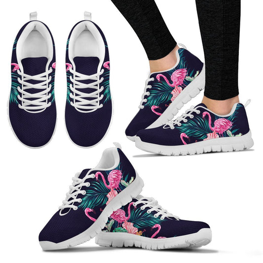Flamingo Tropical Pink Hibiscus Women Sneakers