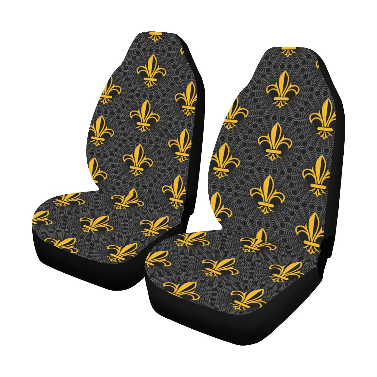 Fleur De Lis Gold Pattern Print Design 01 Car Seat Covers (Set of 2)-JORJUNE.COM