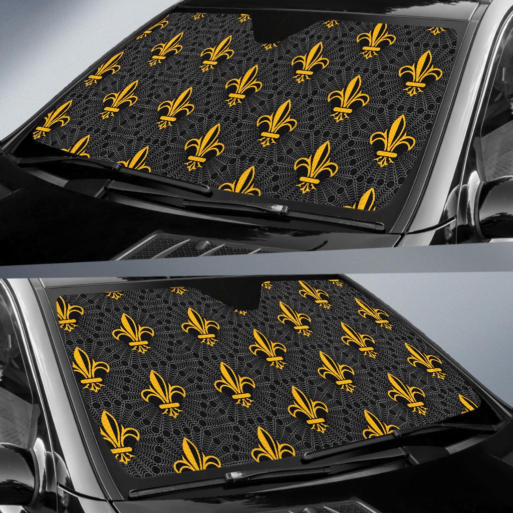 Fleur De Lis Gold Pattern Print Design 01 Car Sun Shade-JORJUNE.COM