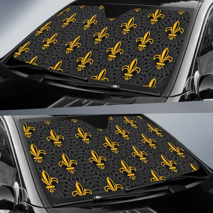Fleur De Lis Gold Pattern Print Design 01 Car Sun Shade-JORJUNE.COM
