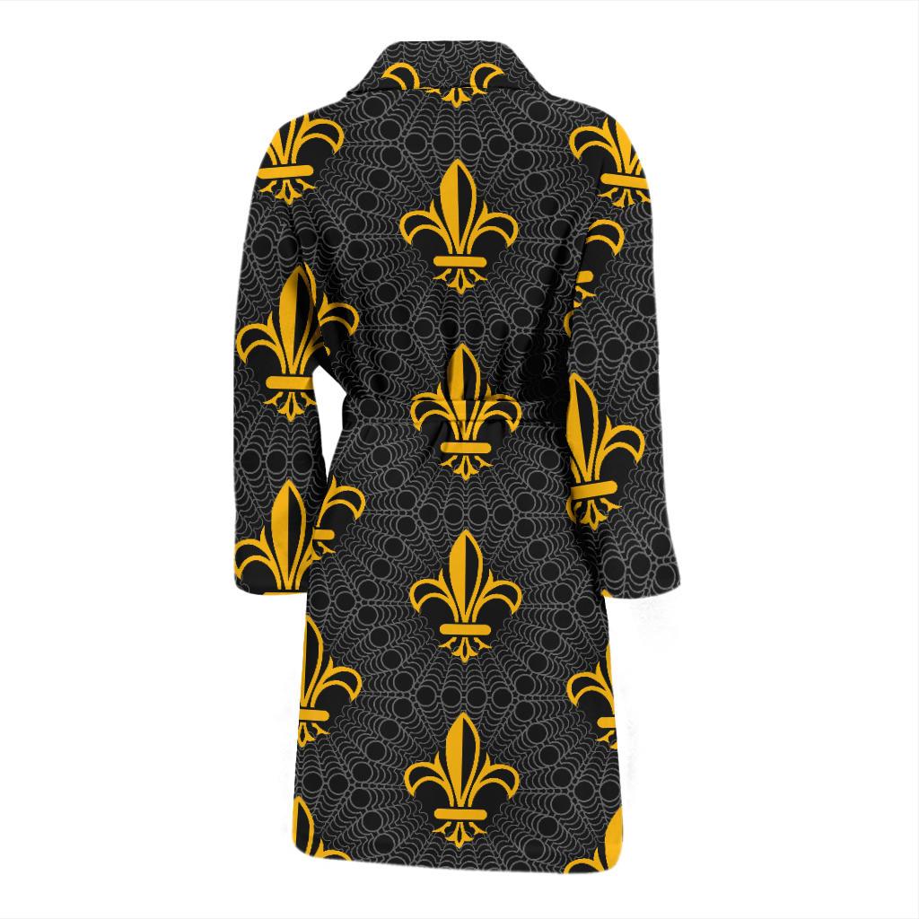 Fleur De Lis Gold Pattern Print Design 01 Men Bathrobe-JORJUNE.COM