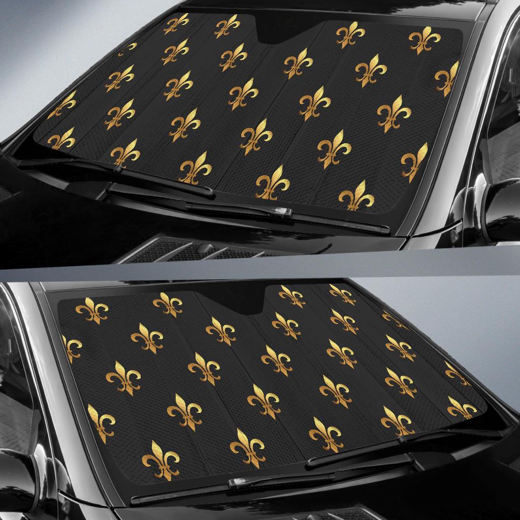 Fleur De Lis Gold Pattern Print Design 03 Car Sun Shade-JORJUNE.COM