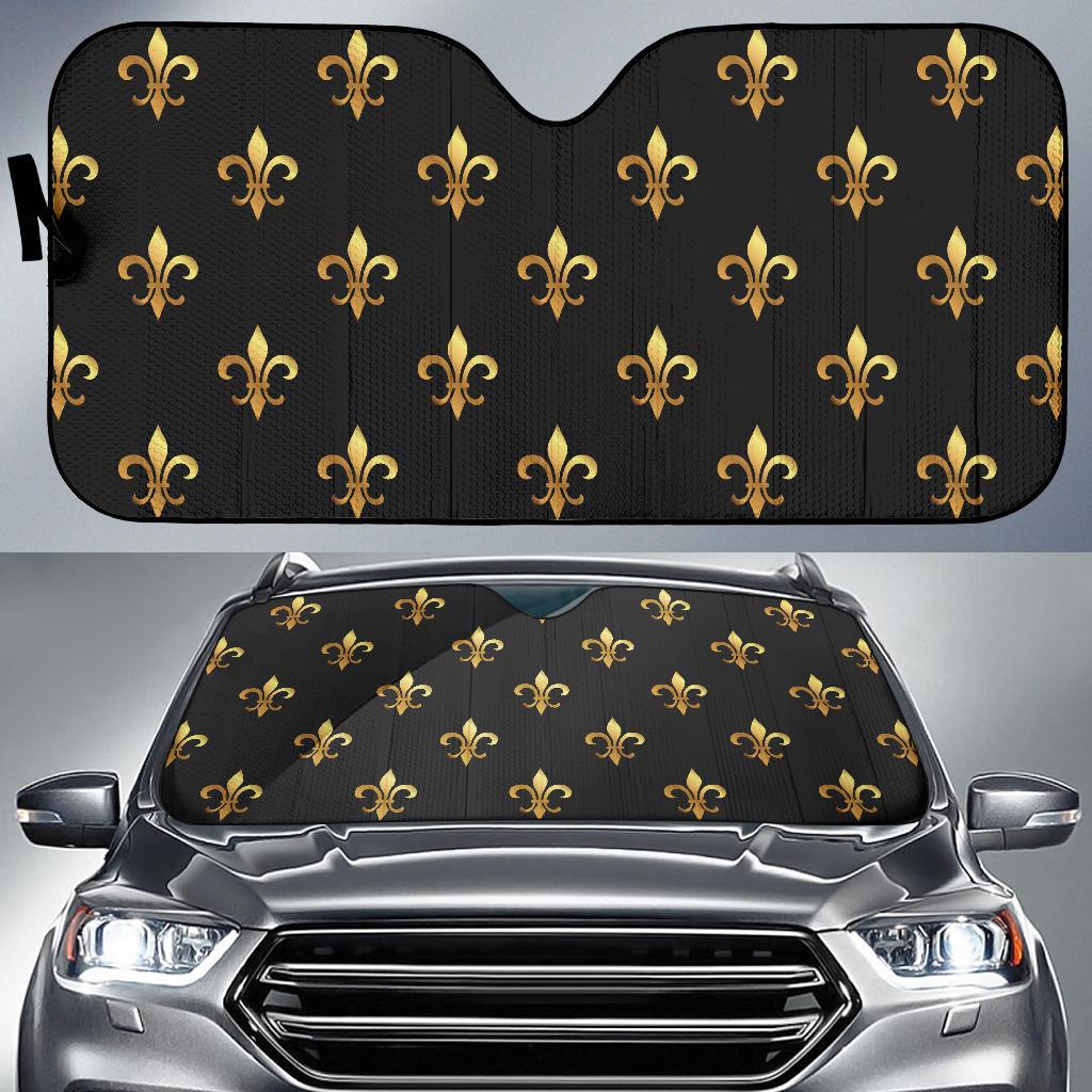 Fleur De Lis Gold Pattern Print Design 03 Car Sun Shade-JORJUNE.COM