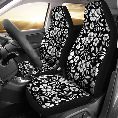 Floral Black White Themed Print Universal Fit Car Seat Covers