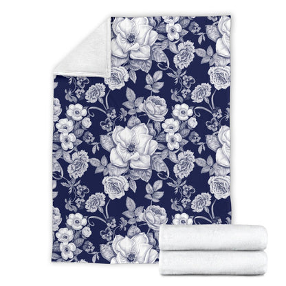 Floral Infrared Pattern Fleece Blanket