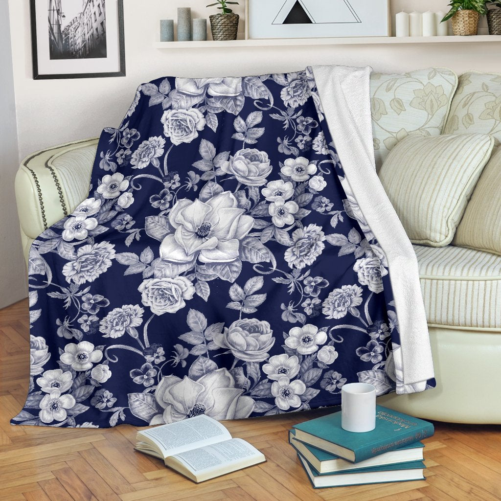 Floral Infrared Pattern Fleece Blanket
