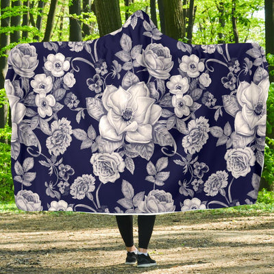 Floral Infrared Pattern Hooded Blanket-JORJUNE.COM