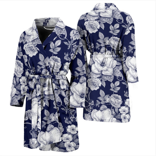 Floral Infrared Pattern Men Bath Robe