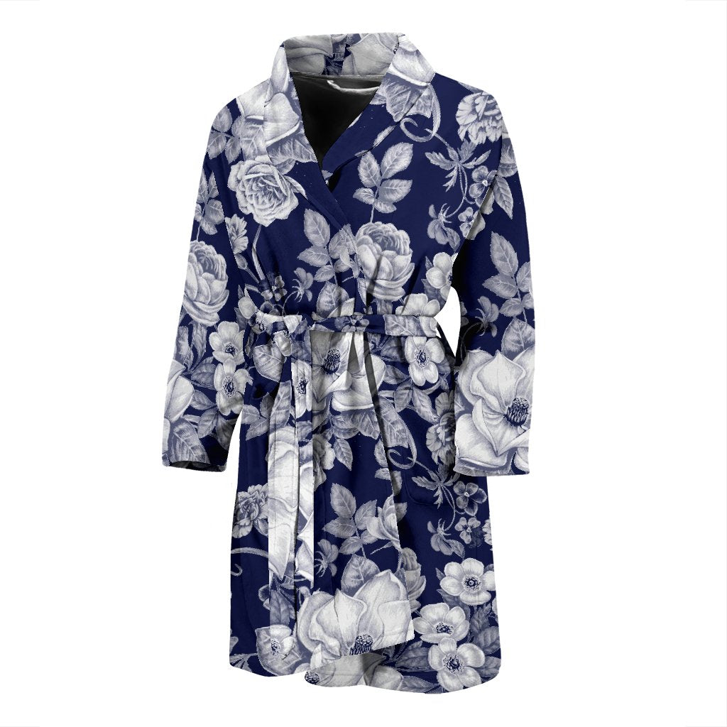 Floral Infrared Pattern Men Bath Robe