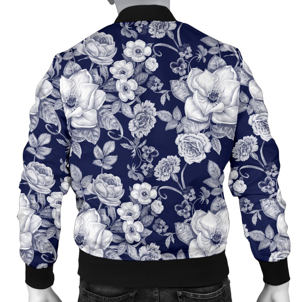 Floral Infrared Pattern Men Casual Bomber Jacket