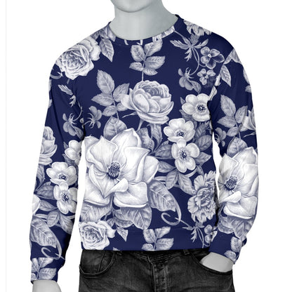 Floral Infrared Pattern Men Crewneck Sweatshirt