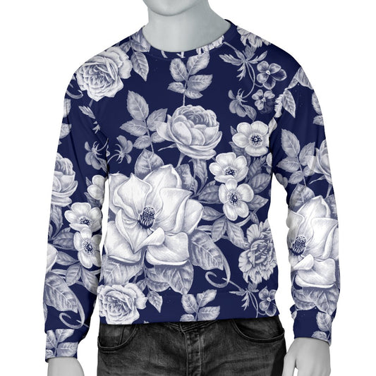 Floral Infrared Pattern Men Crewneck Sweatshirt
