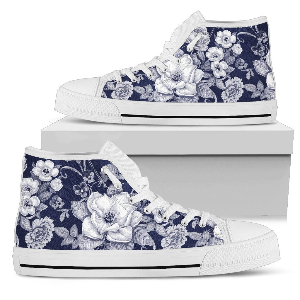 Floral Infrared Pattern Men High Top Shoes