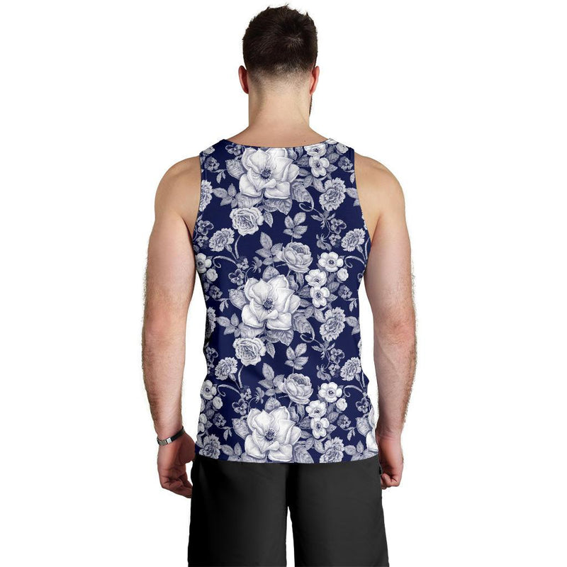 Floral Infrared Pattern Men Tank Top